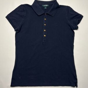 Vintage Lauren Ralph Lauren woman’s polo in Navy with brass buttons